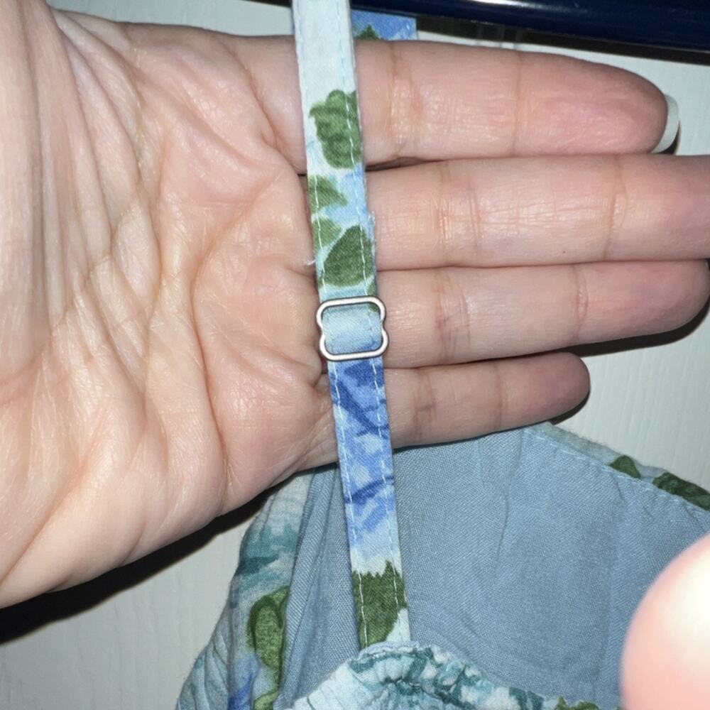 Abercrombie Kids Girls Blue Green Floral Smocked A-Line Dress 17/18 Square Neck - Picture 5 of 7